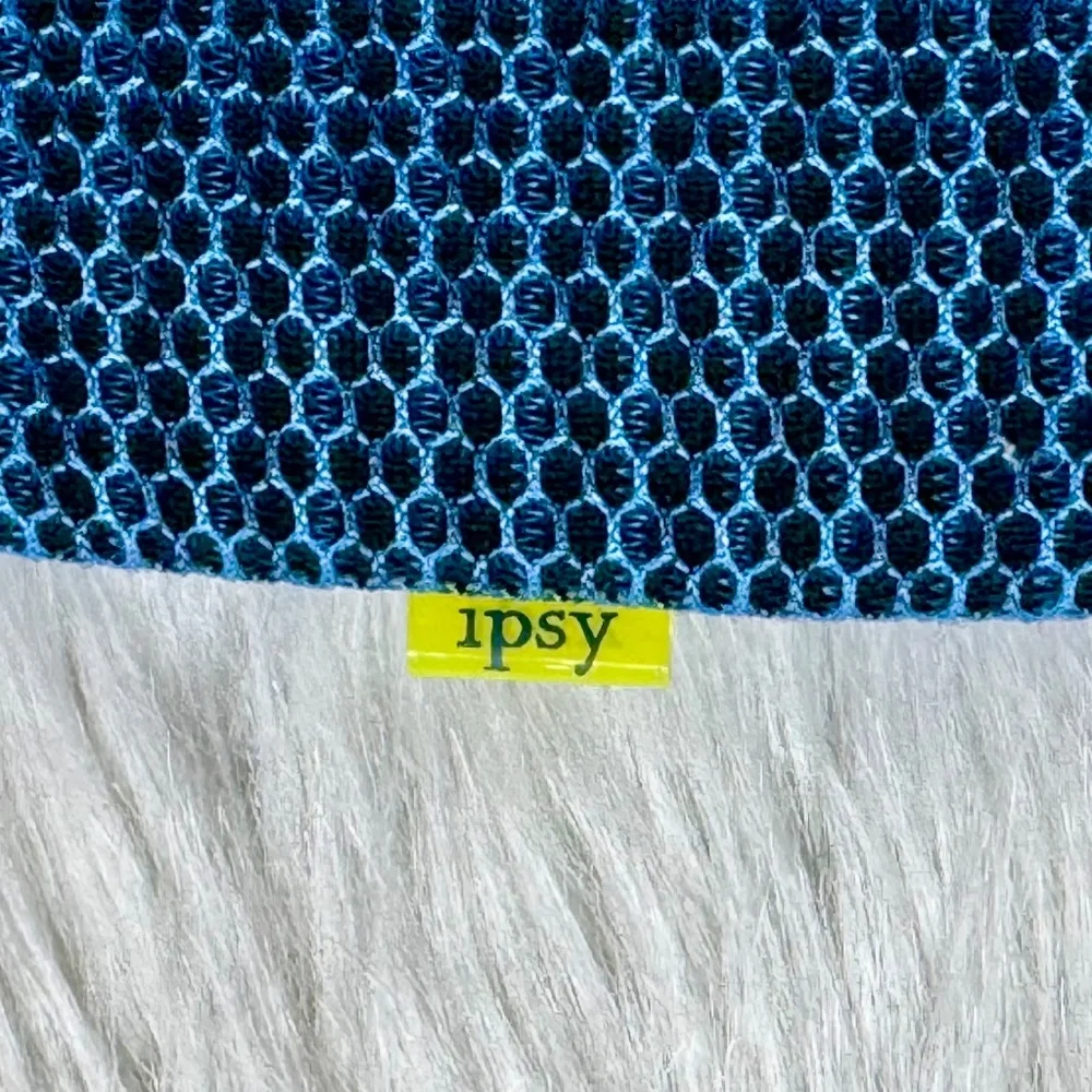 Ipsy Neon Mesh Zipper Makeup‎ Bag Blue Pink